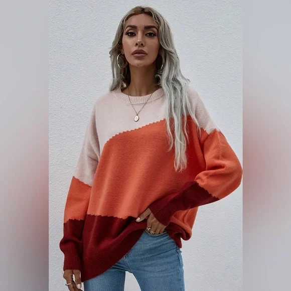 Color block Long sleeve sweater top - Picture 3 of 5